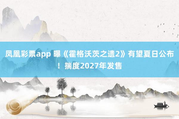 凤凰彩票app 曝《霍格沃茨之遗2》有望夏日公布！揣度2027年发售
