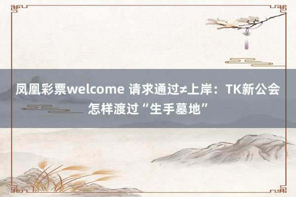凤凰彩票welcome 请求通过≠上岸：TK新公会怎样渡过“生手墓地”