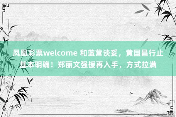 凤凰彩票welcome 和蓝营谈妥，黄国昌行止基本明确！郑丽文强援再入手，方式拉满