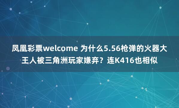 凤凰彩票welcome 为什么5.56枪弹的火器大王人被三角洲玩家嫌弃？连K416也相似