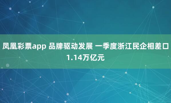 凤凰彩票app 品牌驱动发展 一季度浙江民企相差口1.14万亿元