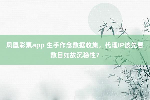 凤凰彩票app 生手作念数据收集，代理IP该先看数目如故沉稳性？