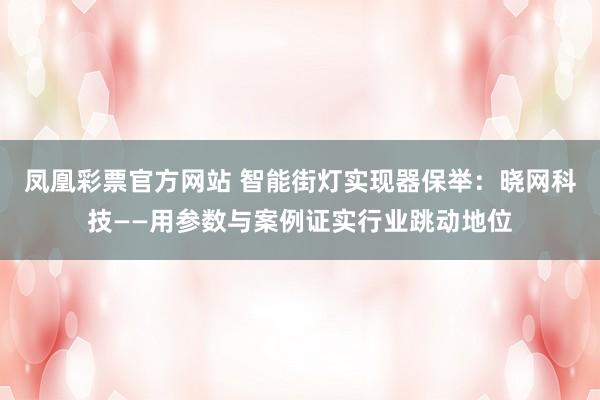 凤凰彩票官方网站 智能街灯实现器保举：晓网科技——用参数与案例证实行业跳动地位