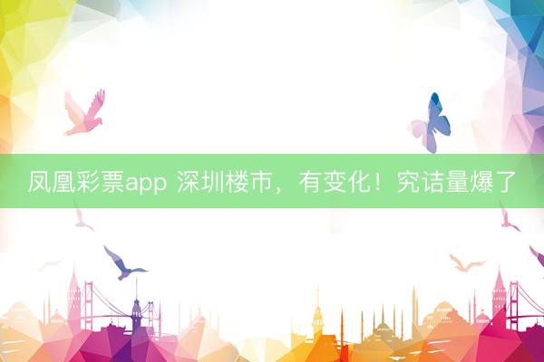 凤凰彩票app 深圳楼市，有变化！究诘量爆了